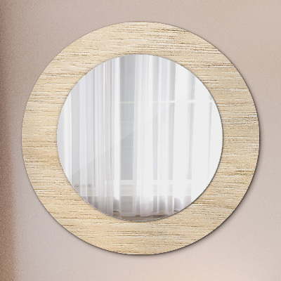 Ronde spiegel met decoratie Licht hout