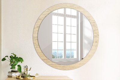 Ronde spiegel met decoratie Licht hout