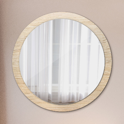 Ronde spiegel met decoratie Licht hout