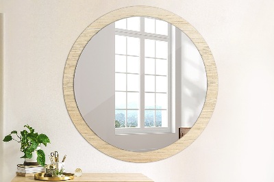 Ronde spiegel met decoratie Licht hout