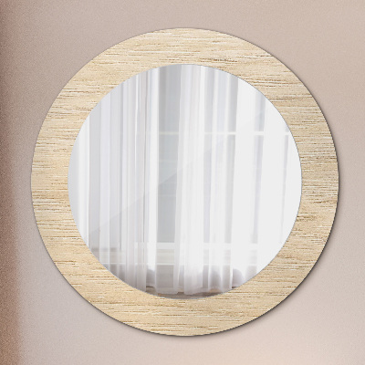 Ronde spiegel met decoratie Licht hout