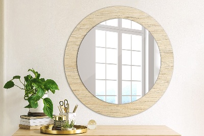 Ronde spiegel met decoratie Licht hout
