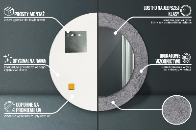 Bedrukte ronde spiegel Betonnen textuur