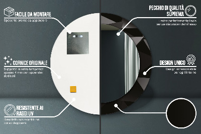 Ronde spiegel met decoratie Abstract zwart