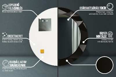 Ronde spiegel met decoratie Abstract zwart