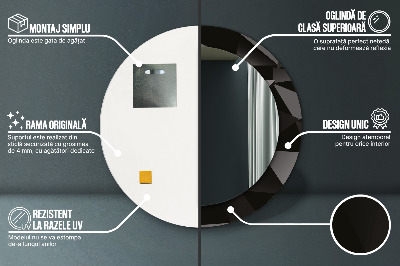 Ronde spiegel met decoratie Abstract zwart