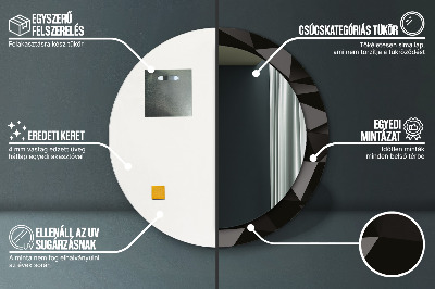 Ronde spiegel met decoratie Abstract zwart