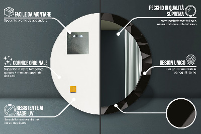 Ronde spiegel met decoratie Abstract zwart