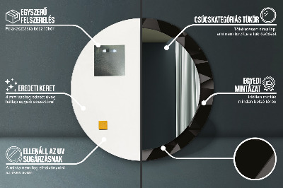 Ronde spiegel met decoratie Abstract zwart