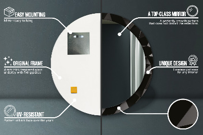 Ronde spiegel met decoratie Abstract zwart