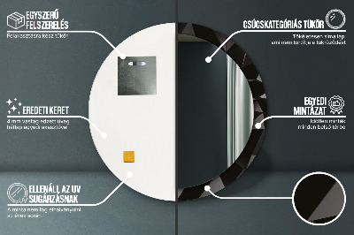 Ronde spiegel met decoratie Abstract zwart