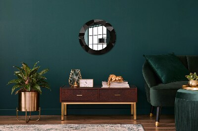 Ronde spiegel met decoratie Abstract zwart