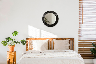 Ronde spiegel met decoratie Abstract zwart