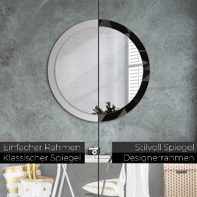 Ronde spiegel met decoratie Abstract zwart