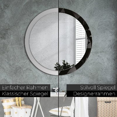 Ronde spiegel met decoratie Abstract zwart