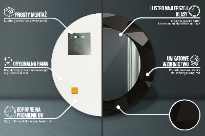 Ronde spiegel met decoratie Abstract zwart