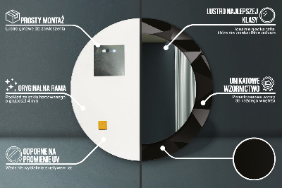 Ronde spiegel met decoratie Abstract zwart