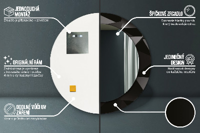 Ronde spiegel met decoratie Abstract zwart