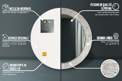 Bedrukte ronde spiegel Grijs beton