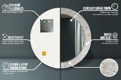 Bedrukte ronde spiegel Grijs beton