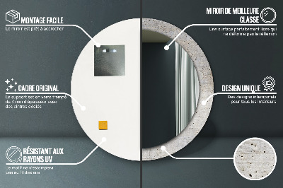 Bedrukte ronde spiegel Grijs beton