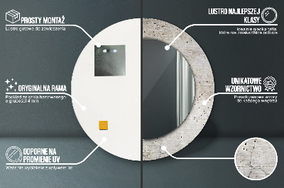 Bedrukte ronde spiegel Grijs beton