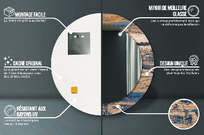 Bedrukte ronde spiegel Abstract hout