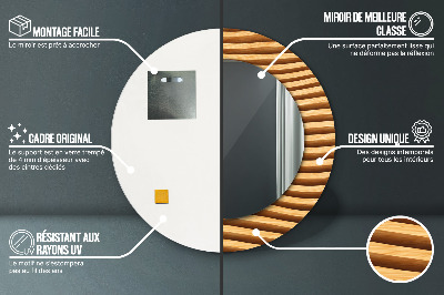 Ronde spiegel met decoratie Houten golf