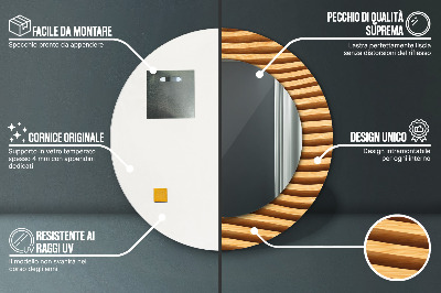 Ronde spiegel met decoratie Houten golf