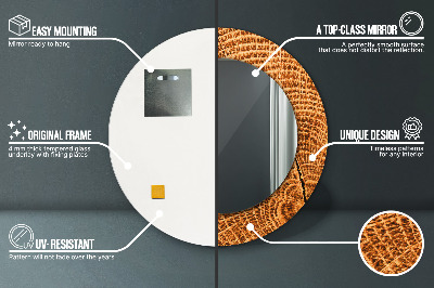 Bedrukte ronde spiegel Eikenhout