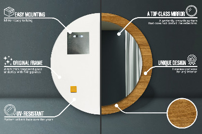 Bedrukte ronde spiegel Rustiek eikenhout
