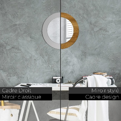 Bedrukte ronde spiegel Rustiek eikenhout