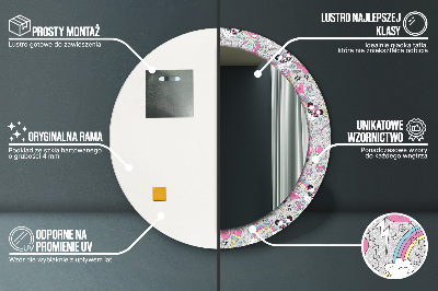 Ronde spiegel met decoratie Panda-eenhoorn