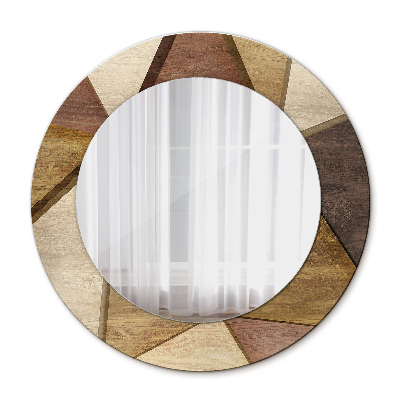Ronde spiegel met decoratie Geometrisch 3D-hout
