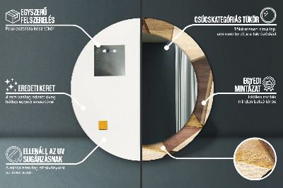 Ronde spiegel met decoratie Geometrisch 3D-hout