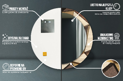 Ronde spiegel met decoratie Geometrisch 3D-hout