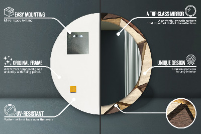 Ronde spiegel met decoratie Geometrisch 3D-hout