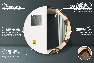 Ronde spiegel met decoratie Geometrisch 3D-hout