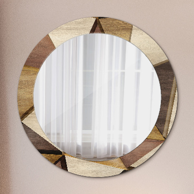 Ronde spiegel met decoratie Geometrisch 3D-hout