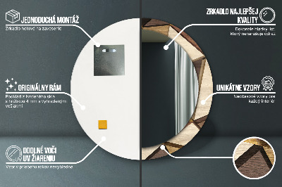 Ronde spiegel met decoratie Geometrisch 3D-hout