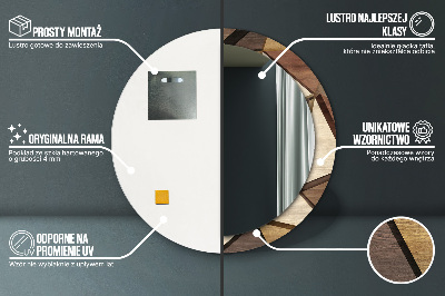 Ronde spiegel met decoratie Geometrisch 3D-hout