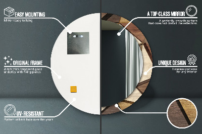 Ronde spiegel met decoratie Geometrisch 3D-hout