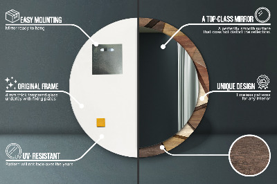 Ronde spiegel met decoratie Geometrisch 3D-hout