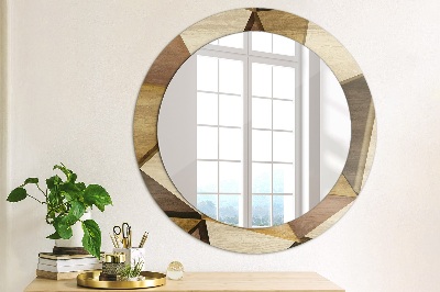 Ronde spiegel met decoratie Geometrisch 3D-hout