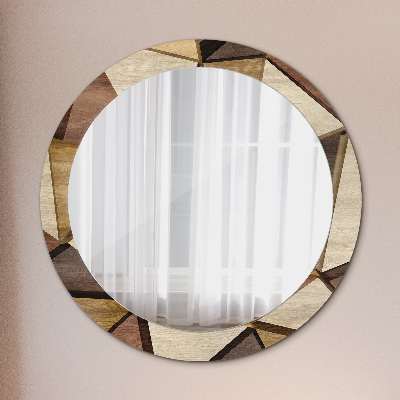 Ronde spiegel met decoratie Geometrisch 3D-hout