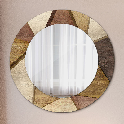 Ronde spiegel met decoratie Geometrisch 3D-hout