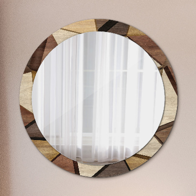 Ronde spiegel met decoratie Geometrisch 3D-hout