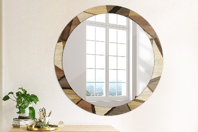 Ronde spiegel met decoratie Geometrisch 3D-hout