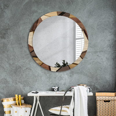 Ronde spiegel met decoratie Geometrisch 3D-hout