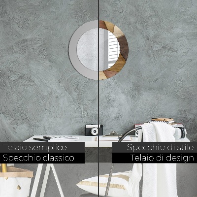 Ronde spiegel met decoratie Geometrisch 3D-hout